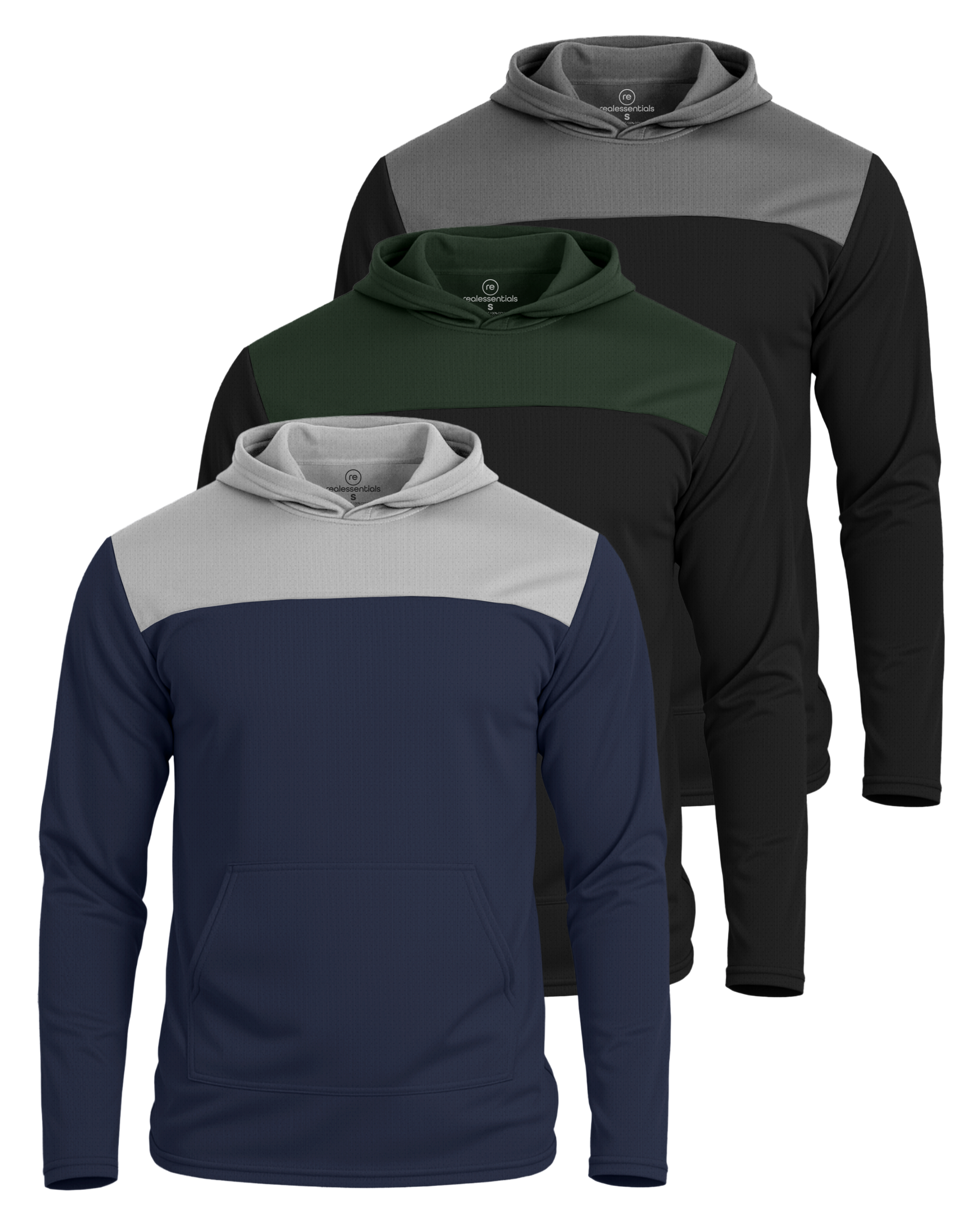 3 Pack: Mens Mesh Pullover Hoodie