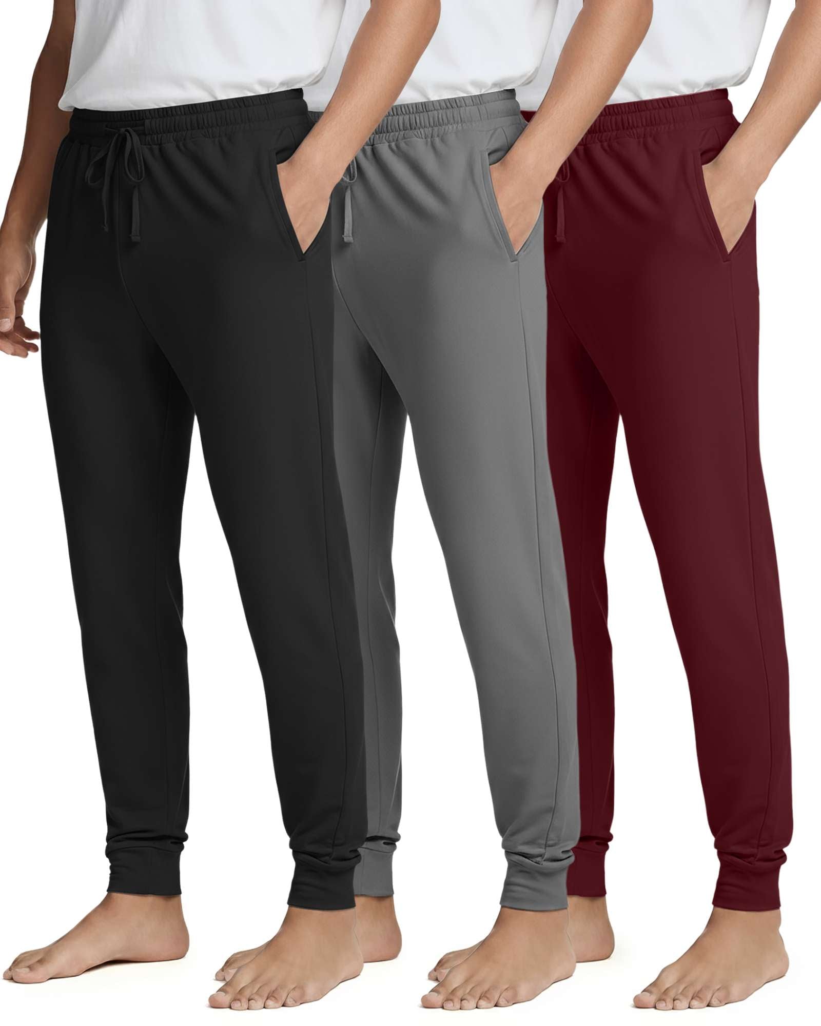 3 Pack: Men's Soft Lounge Sleep Joggers