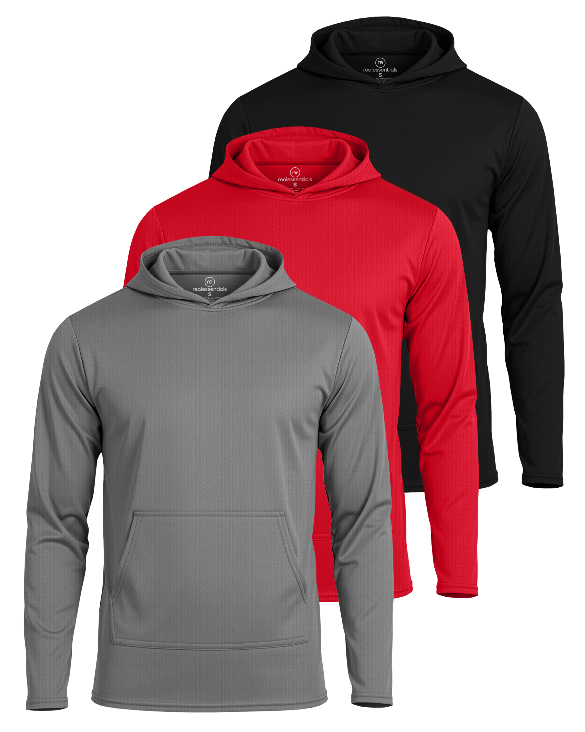3 Pack: Mens Mesh Pullover Hoodie