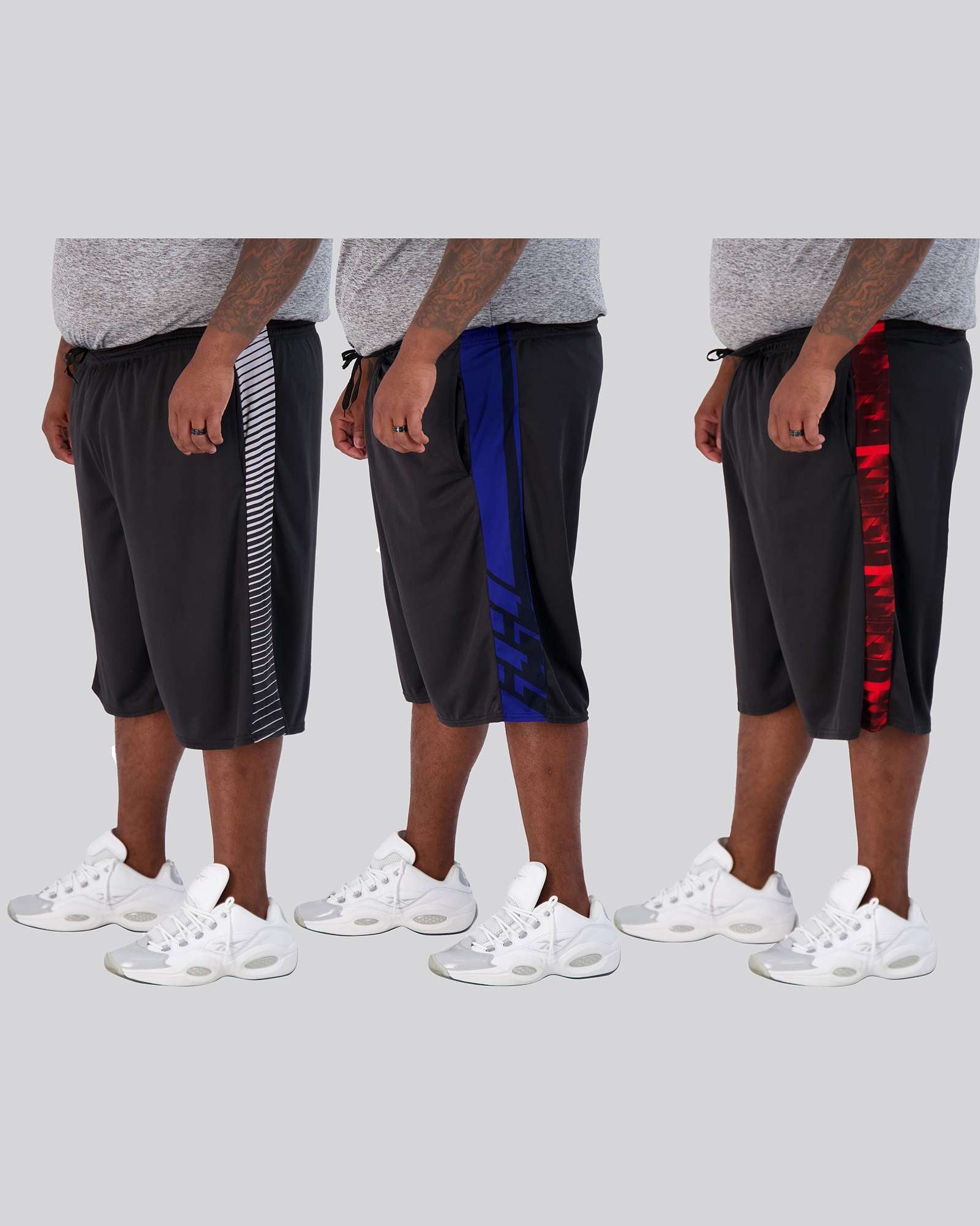 5 Pack: Mens Mesh Active Basketball Shorts (3X-5X)