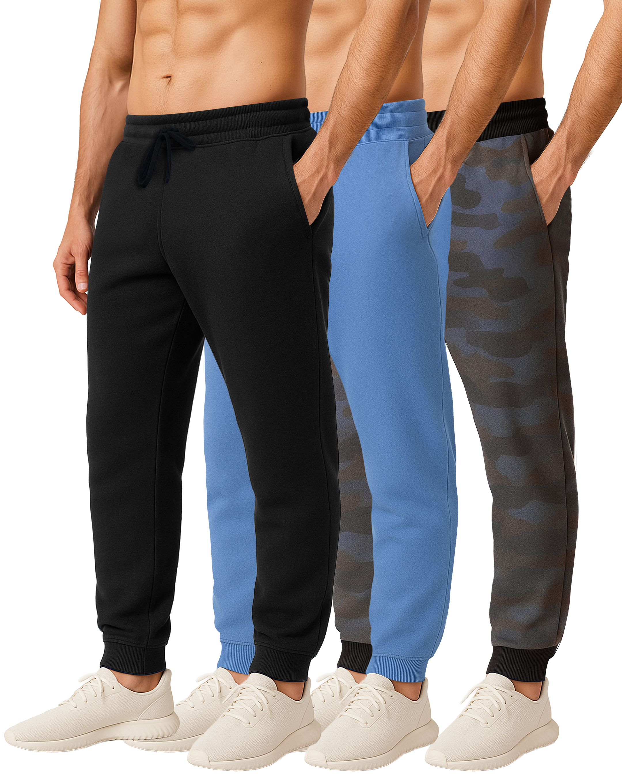 3 Pack: Mens Fleece Jogger Sweatpants