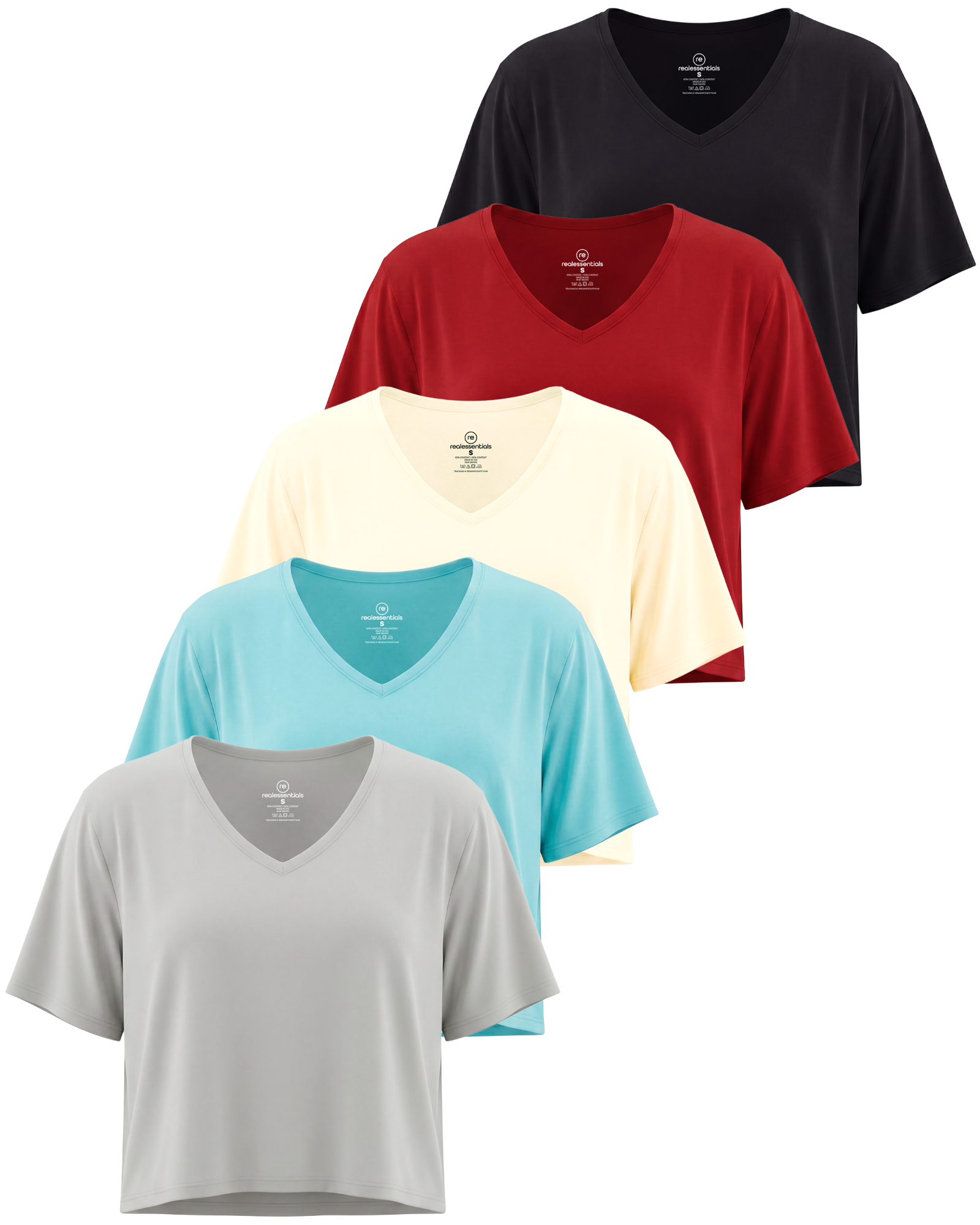 5 Pack: Women's Dry-Fit Short Sleeve V-Neck Crop Top