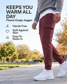 Real Essentials 3 Pack Mens Fleece Cargo Joggers Sweatpants Cuffed Athletic Gym Pockets - Solid Black, Solid Burgundy, Grey Heather