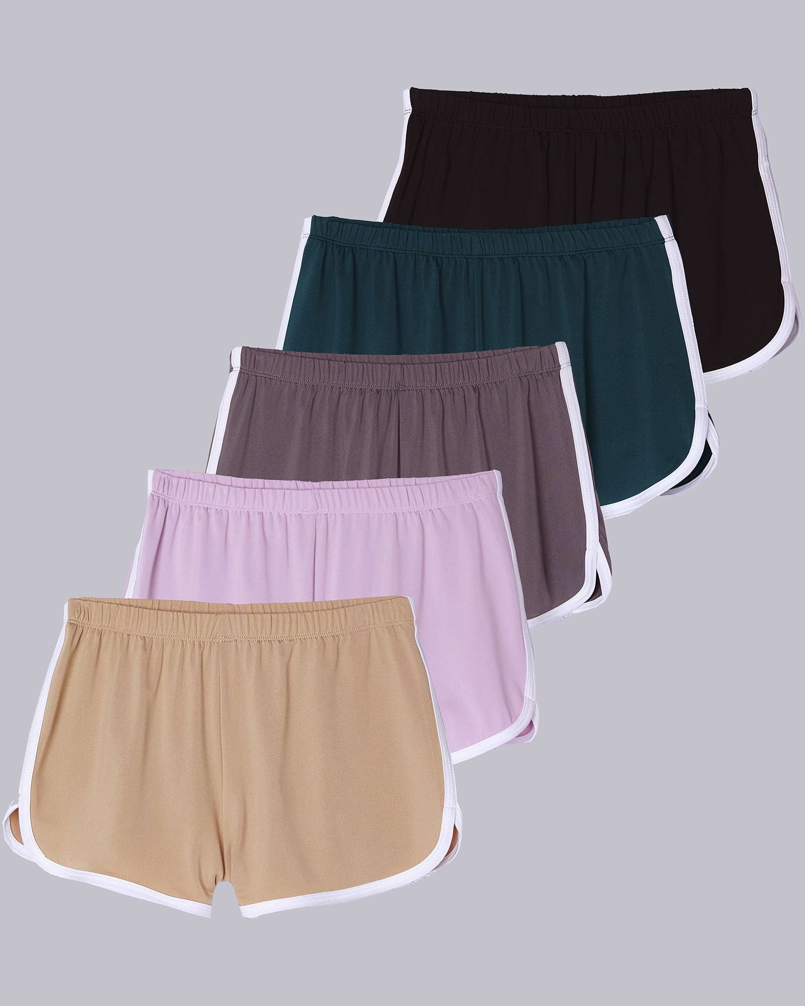 5 Pack: Girls' Dry-Fit Dolphin Shorts