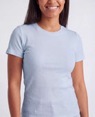 Real Essentials 3 Pack Women's Cotton Ribbed Tshirts Short Sleeve Crew Neck Tees Basic Tops - Solid Black, Solid Ballad Blue, Solid Pale Lilac