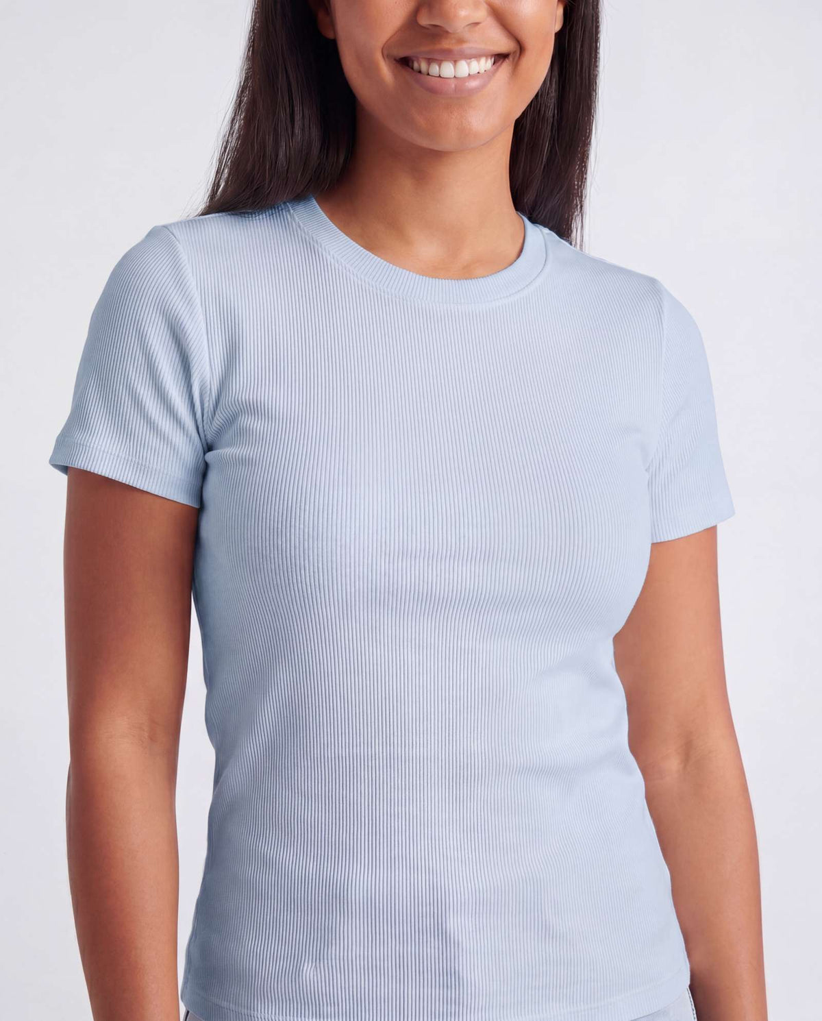 Real Essentials 3 Pack Women's Cotton Ribbed Tshirts Short Sleeve Crew Neck Tees Basic Tops - Solid Black, Solid Ballad Blue, Solid Pale Lilac