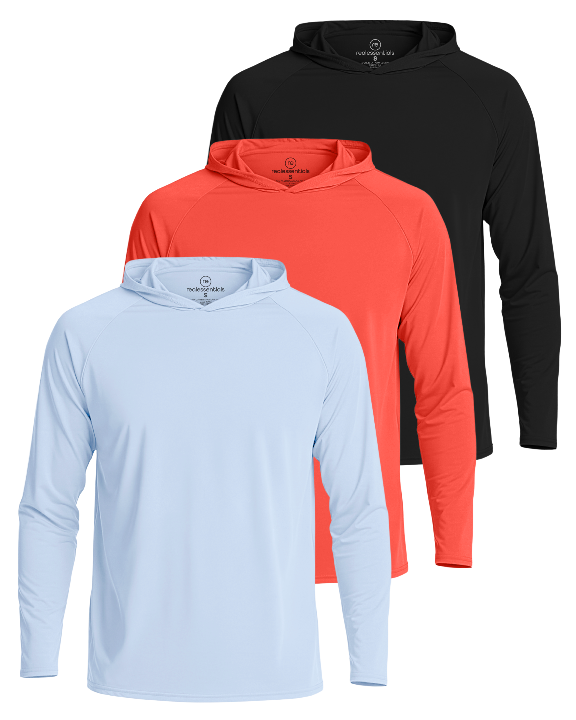3 Pack: Men's Rash Guard Hoodie (Available In Big & Tall)