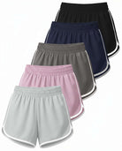 Real Essentials 5 Pack Women's Dry Fit Dolphin Shorts Athletic Running Workout Gym Hiking - Set 9