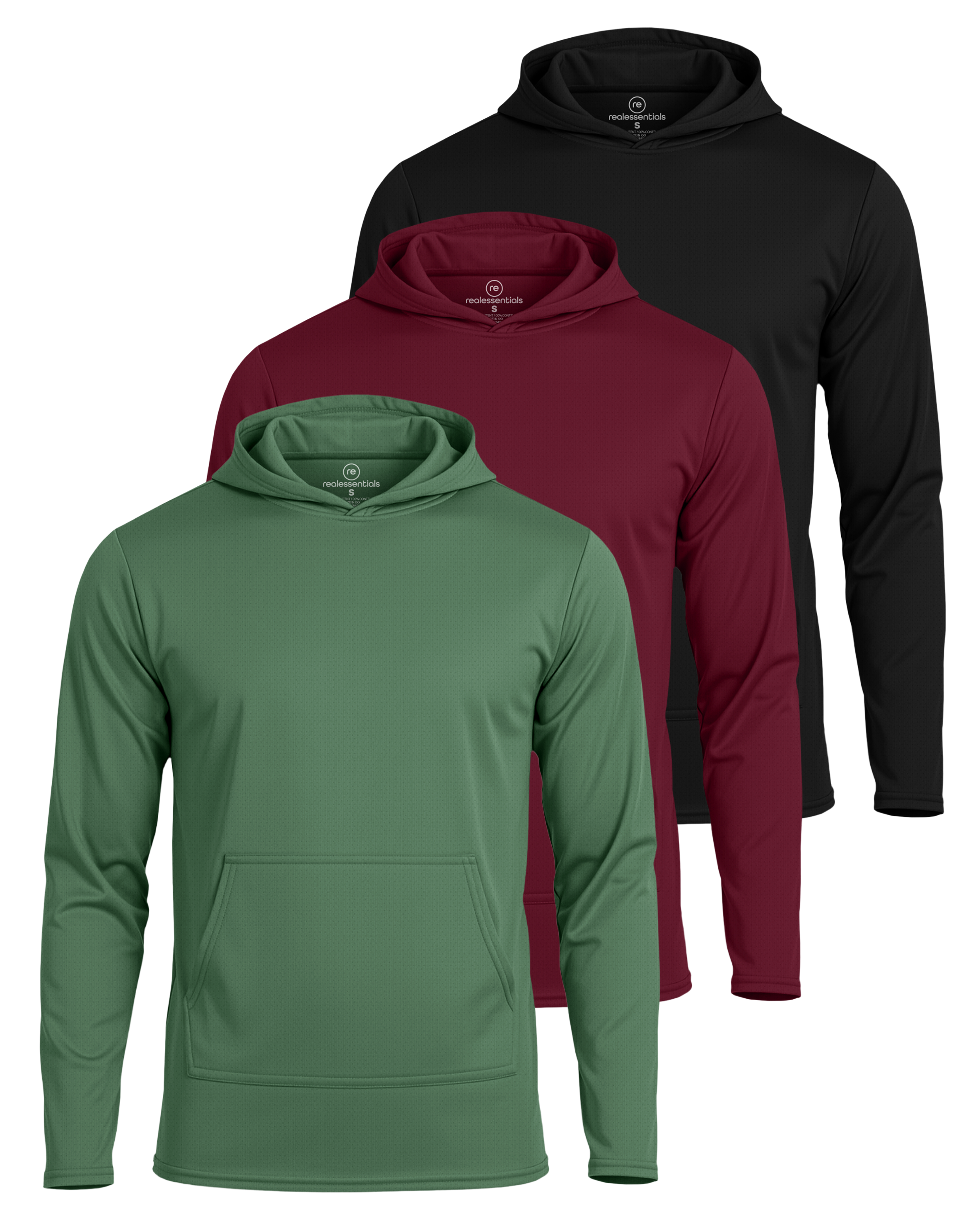 3 Pack: Mens Mesh Pullover Hoodie