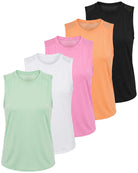 Real Essentials 5 Pack Women's Dry Fit Tank Tops Sleeveless Racerback Athletic Workout - Set 5