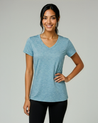 Real Essentials 5 Pack Womens Dry Fit V Neck Workout Tops Athletic T Shirts Gym Yoga Tees - Set 1