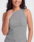 Real Essentials 3 Pack Women's Cotton Ribbed Tank Tops Sleeveless Crew Neck Basic Layering - Solid Black, Grey Heather, Solid Bright White