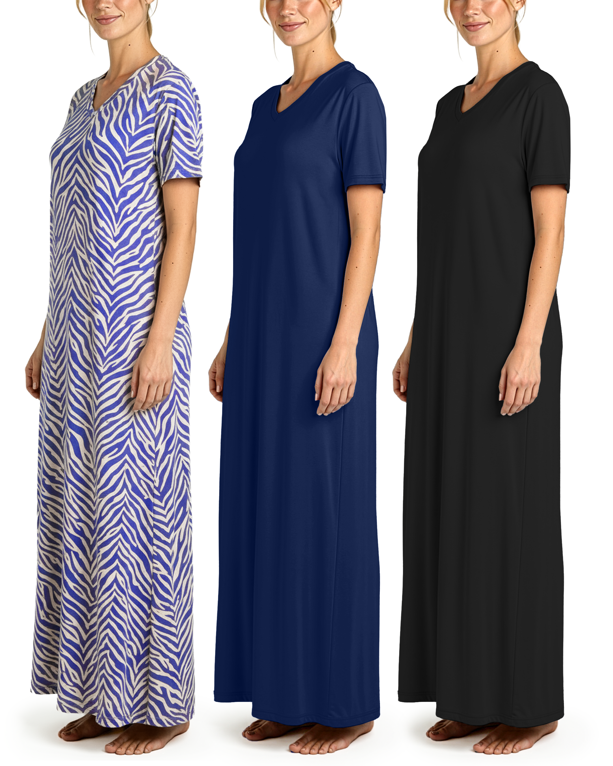 3 Pack: Women's Soft Maxi Nightshirt (Available in Plus Size)