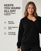 Real Essentials 3 Pack Womens Fleece V Neck Sweatshirt Pullover Sweaters Long Sleeve Top - Solid Black, Charcoal Heather, Solid Orchid Petal