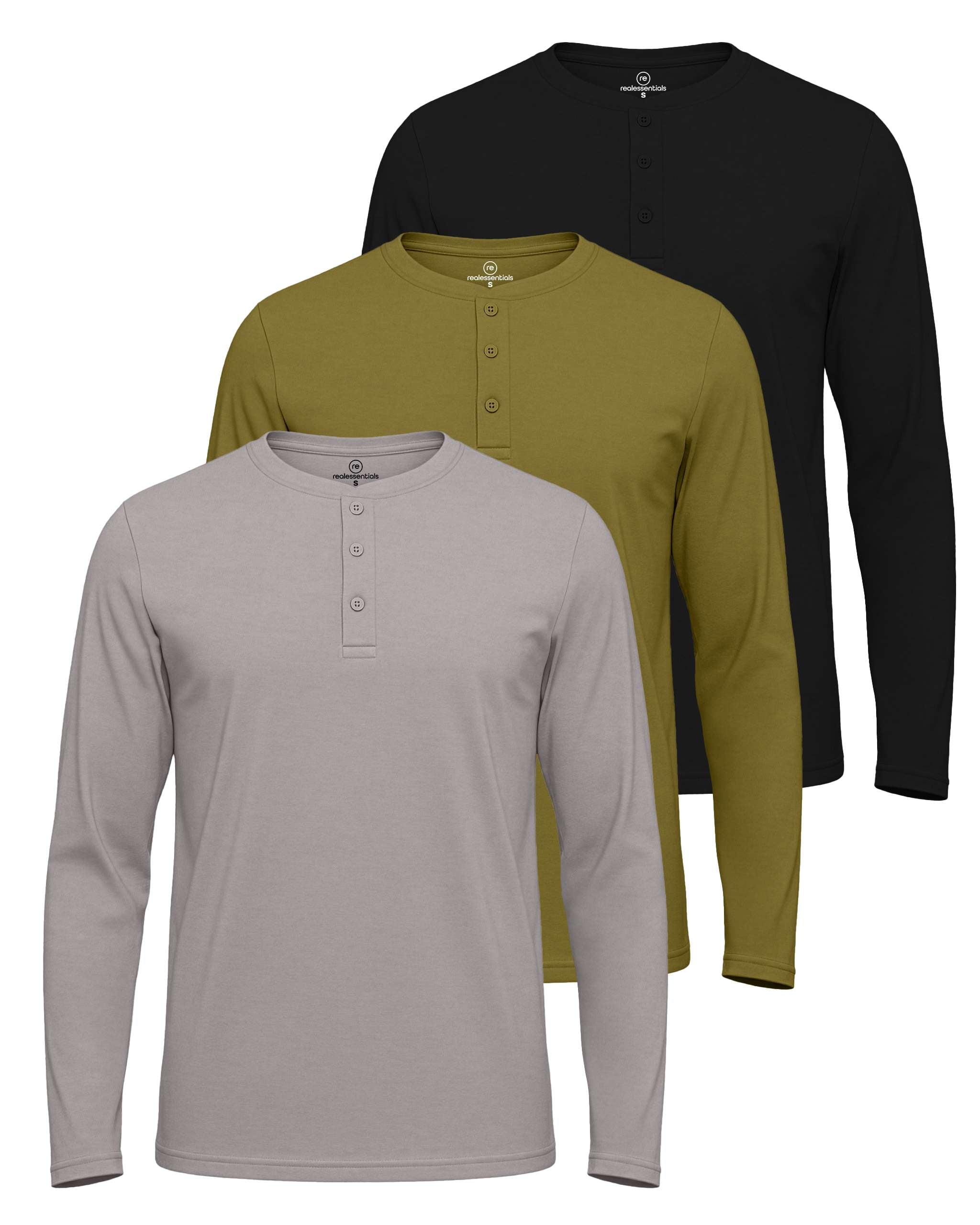 3 Pack: Mens Cotton Short Sleeve Henley T-Shirt