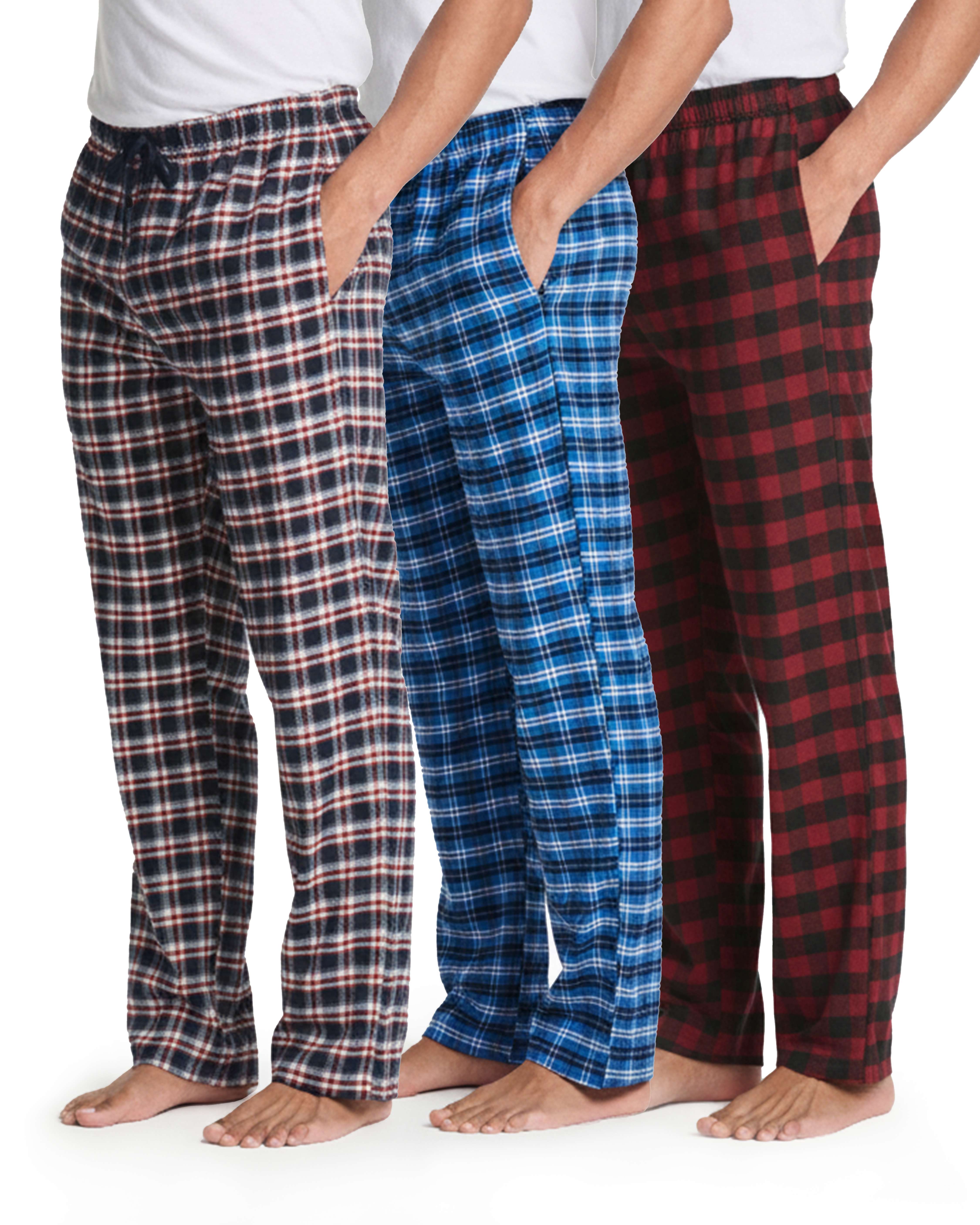 3 Pack: Mens Flannel Plaid Pajama Pants