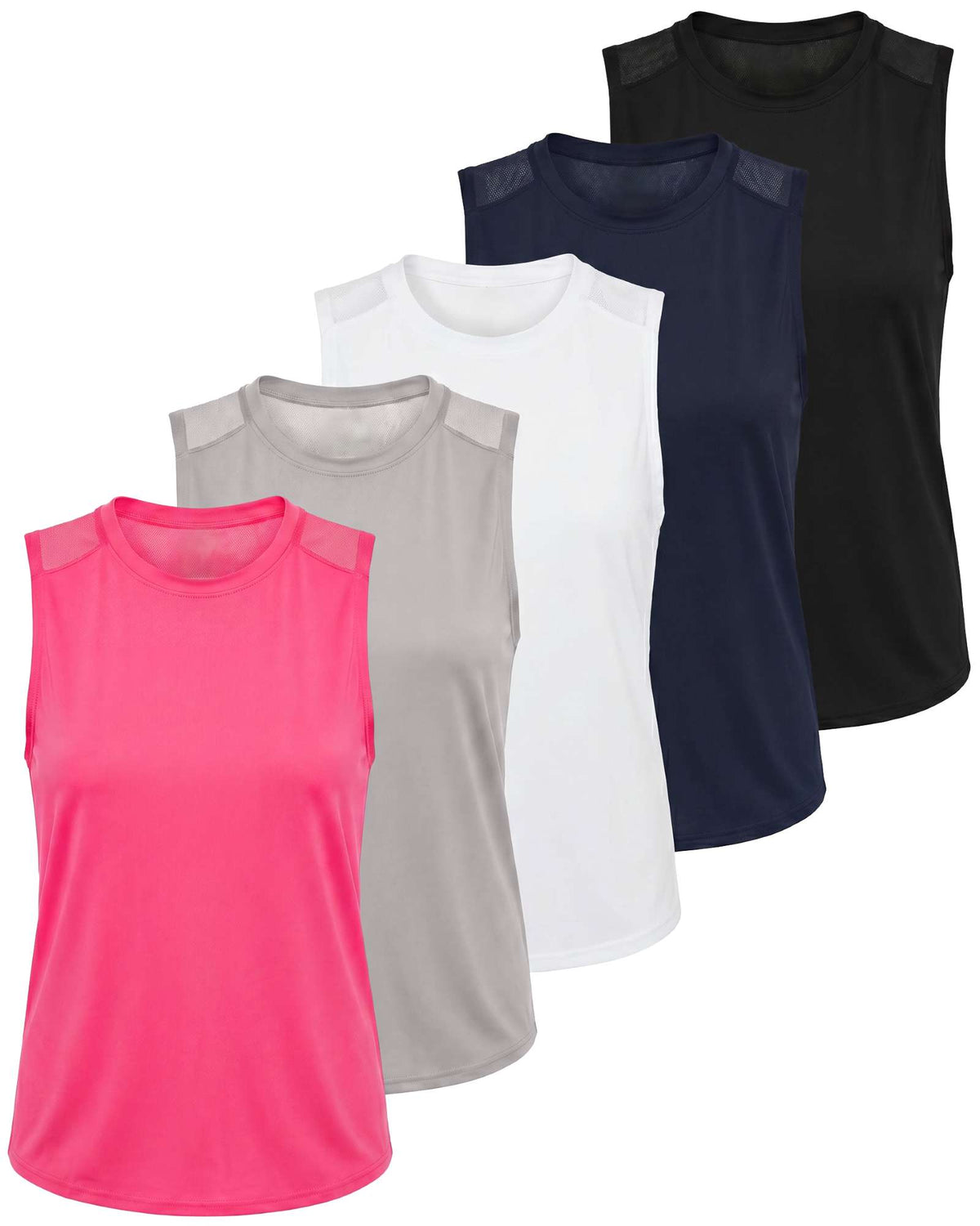 Real Essentials 5 Pack Women's Dry Fit Tank Tops Sleeveless Racerback Athletic Workout - Set 9