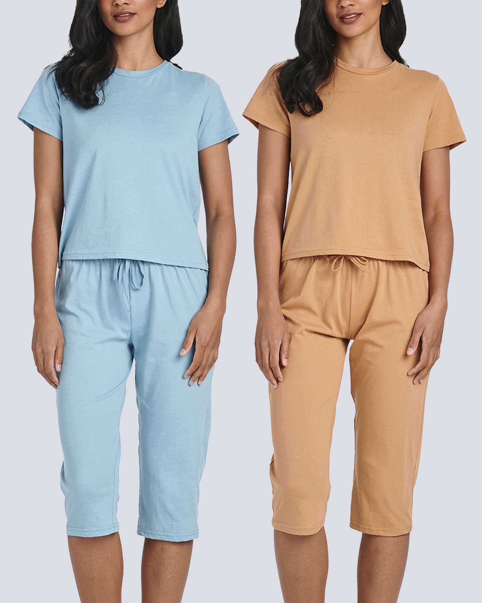 2 Pack: Women's Cotton Pajamas with Capri Pants