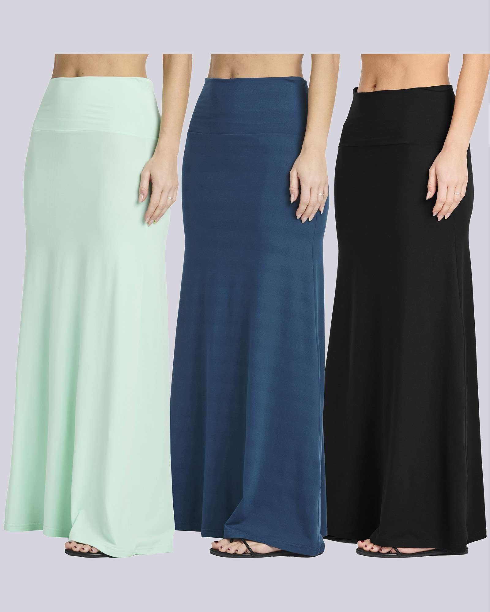 3 Pack: Women's Ultra-Soft Flowy Maxi Skirt