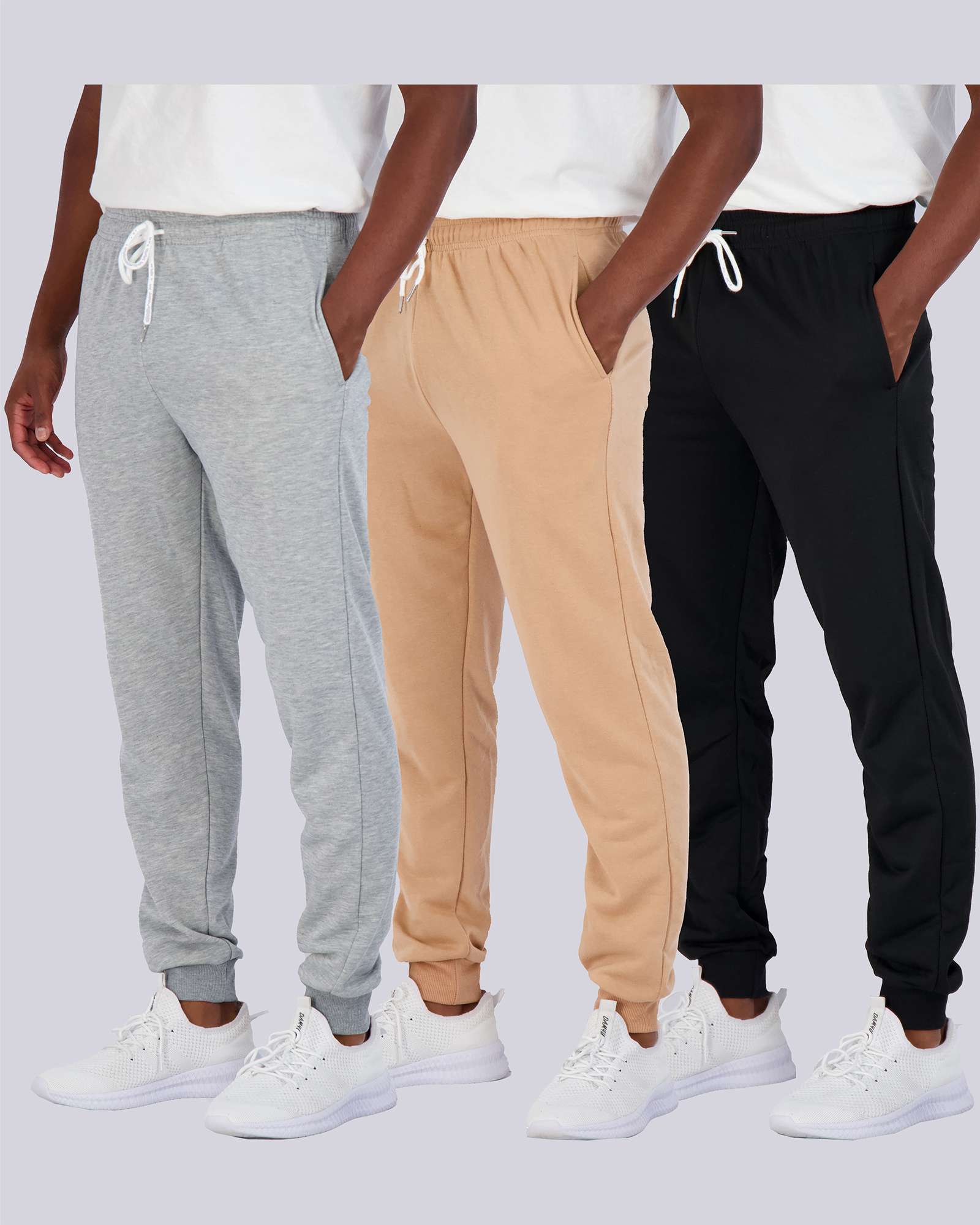 3 Pack: Mens French Terry Casual Jogger Sweatpants