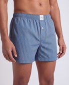 Real Essentials 3 Pack Mens Cotton Pajama Shorts Poplin Woven Lounge Sleep PJs with Pockets - Solid Black, Charcoal Art Stripe, Elemental Blue Stripe