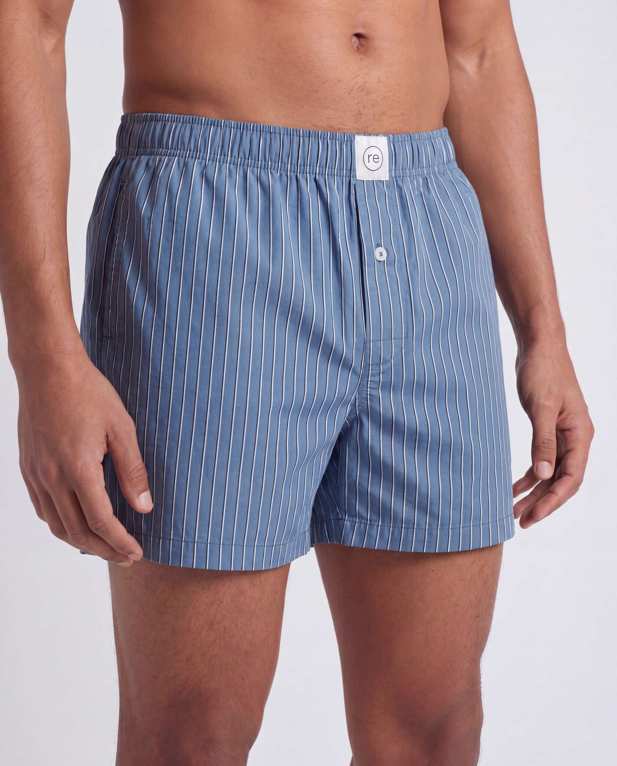 Real Essentials 3 Pack Mens Cotton Pajama Shorts Poplin Woven Lounge Sleep PJs with Pockets - Solid Black, Charcoal Art Stripe, Elemental Blue Stripe