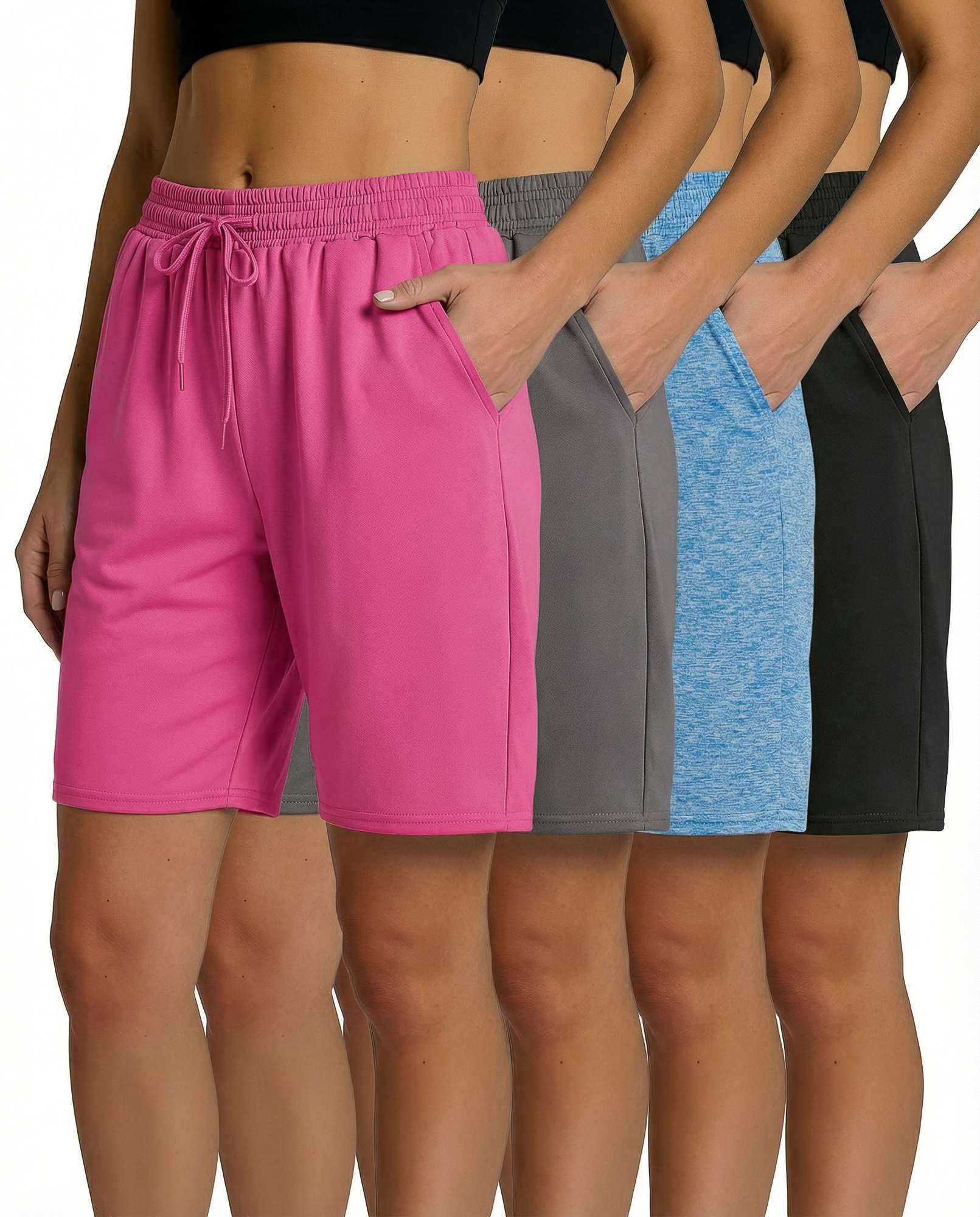 4 Pack: Womens Dry-Fit 7" Bermuda Shorts