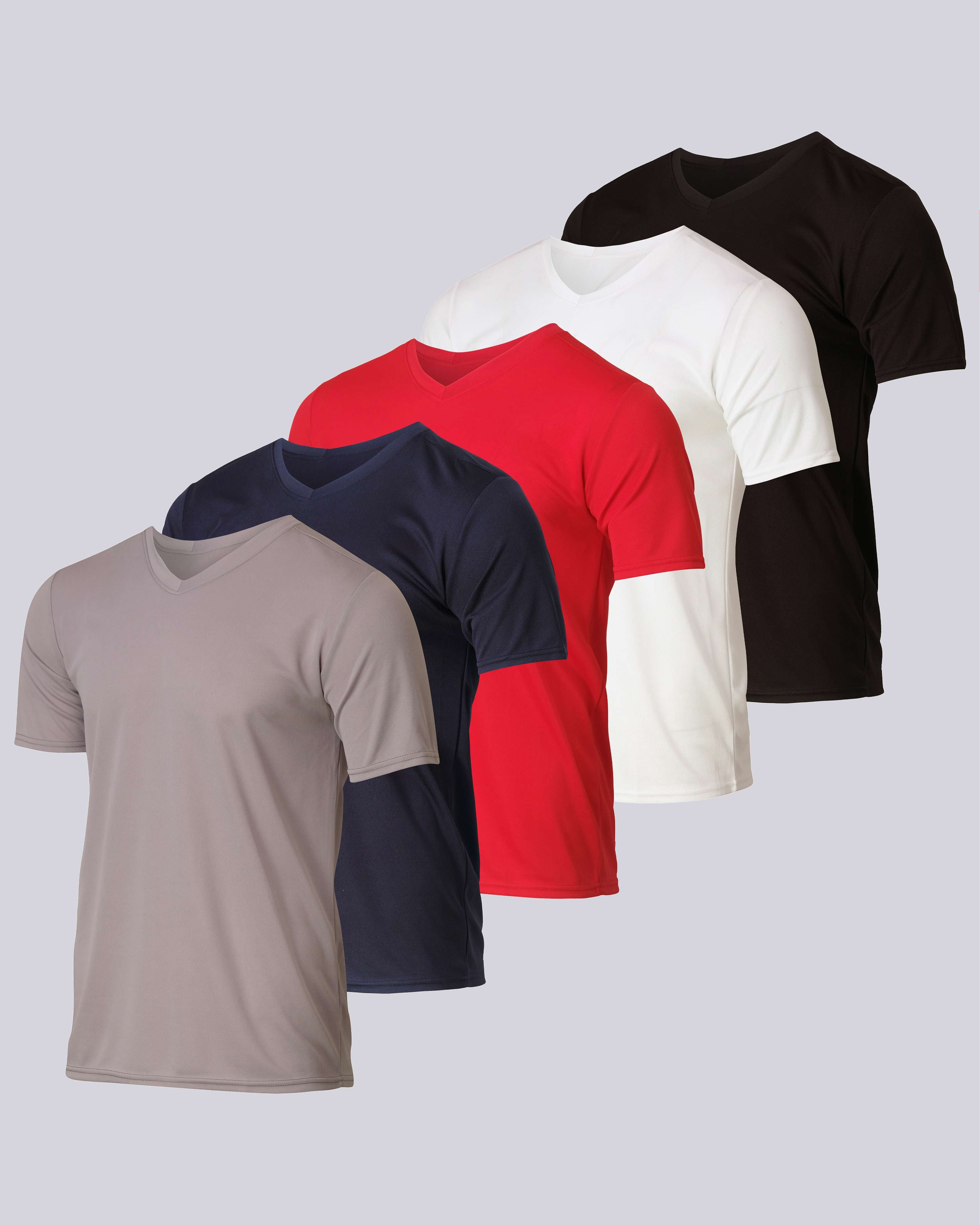 5 Pack: Mens V-Neck Mesh Active Short Sleeve T-Shirt (Available in Big & Tall)