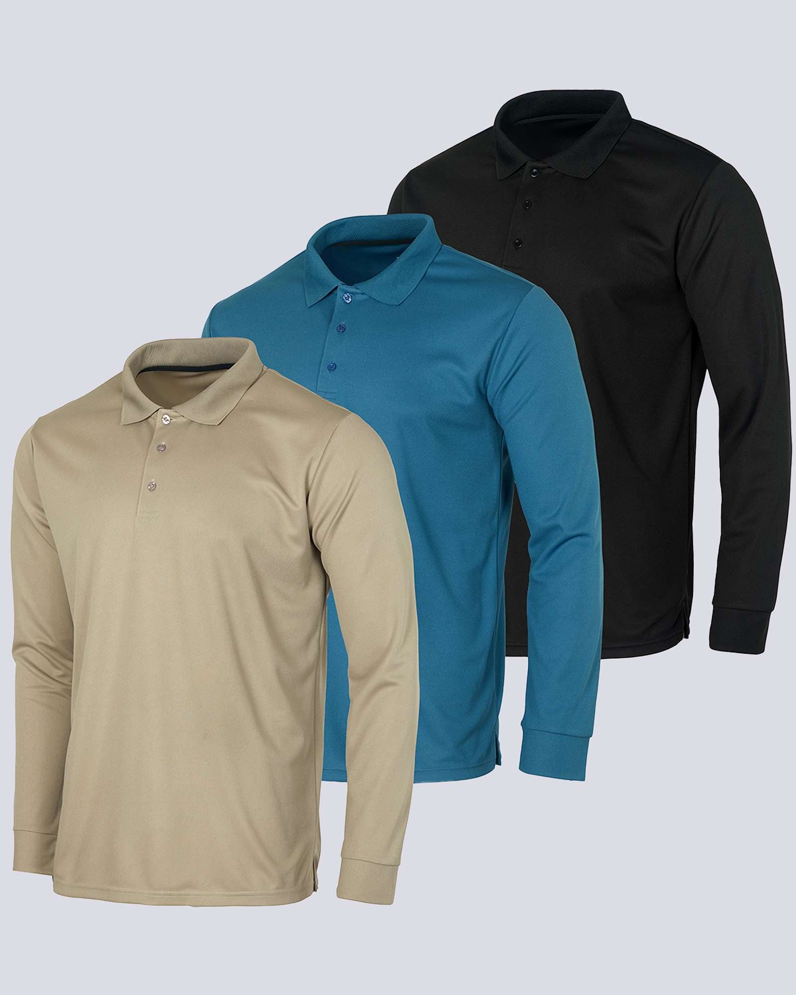 3 Pack: Mens Active Performance Polo Shirt
