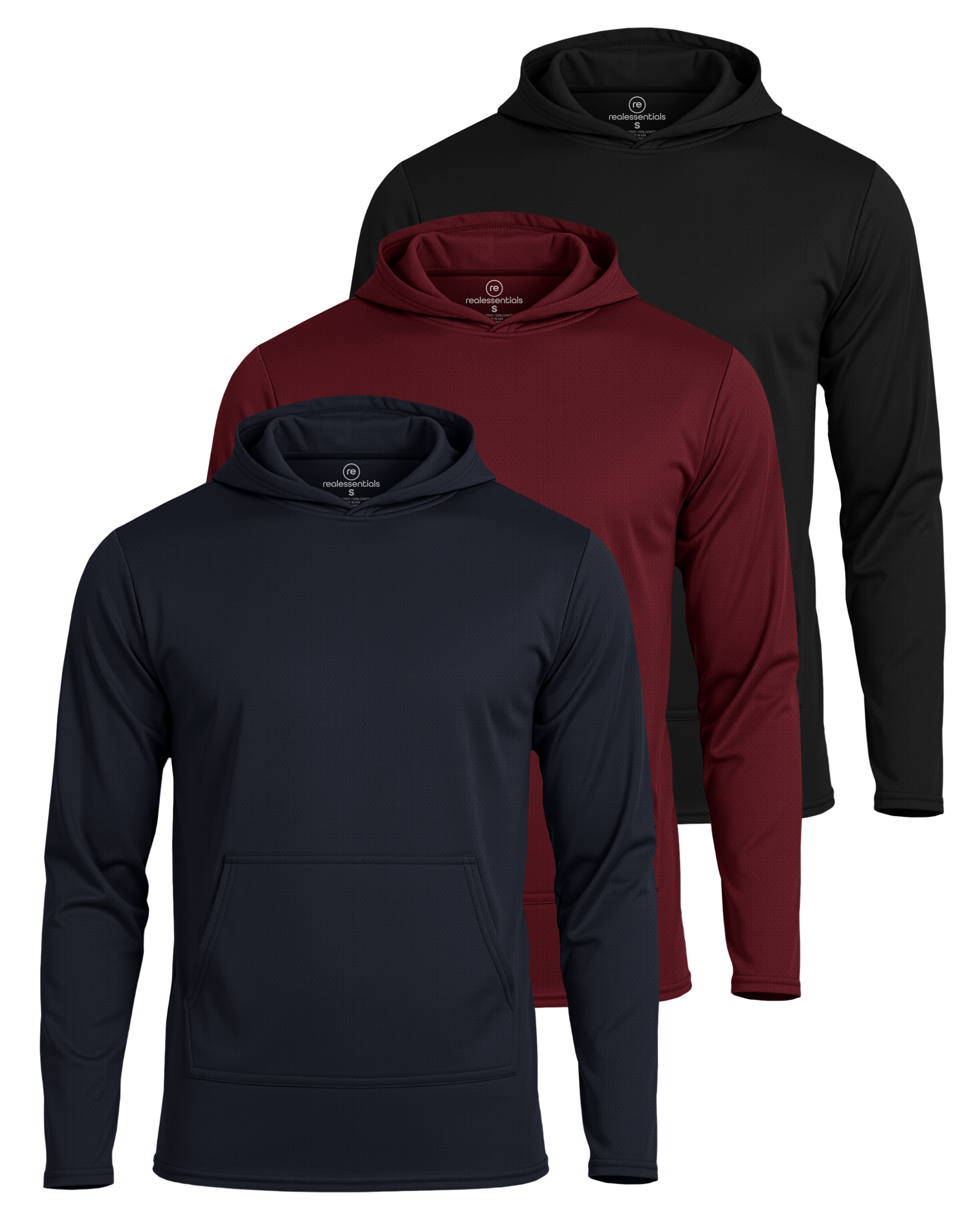 3 Pack: Mens Mesh Pullover Hoodie