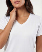 Real Essentials 5 Pack Women's V Neck Tshirts Short Sleeve Dry Fit Workout Tops Tees Shirts - Solid Bright White, Solid Bright White, Solid Bright White, Solid Bright White, Solid Bright White