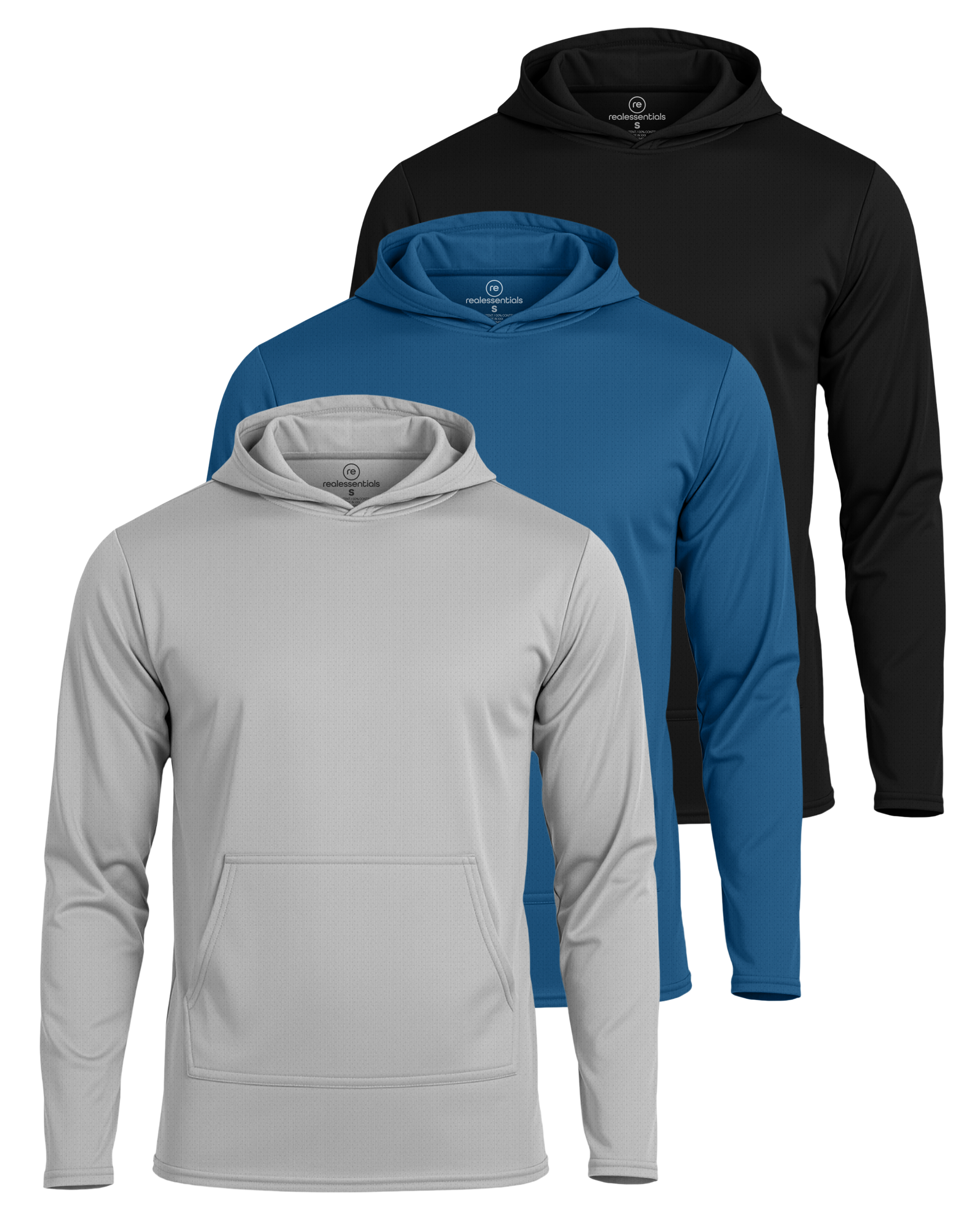 3 Pack: Mens Mesh Pullover Hoodie
