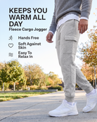 Real Essentials 3 Pack Mens Fleece Cargo Joggers Sweatpants Cuffed Athletic Gym Pockets - Solid Black, Charcoal Heather, Grey Heather
