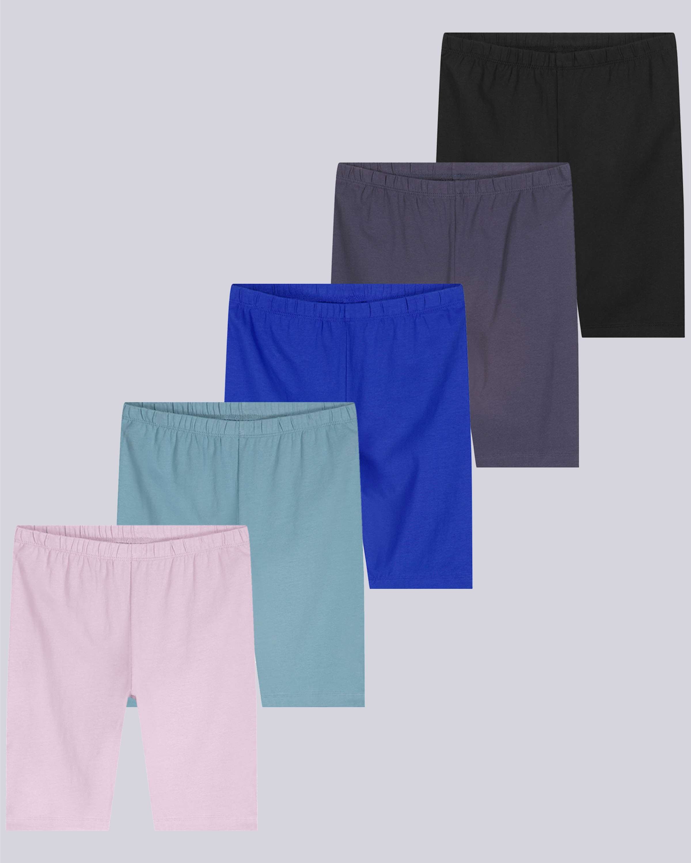 5 Pack Girls Cotton Spandex Biker Shorts Real Essentials