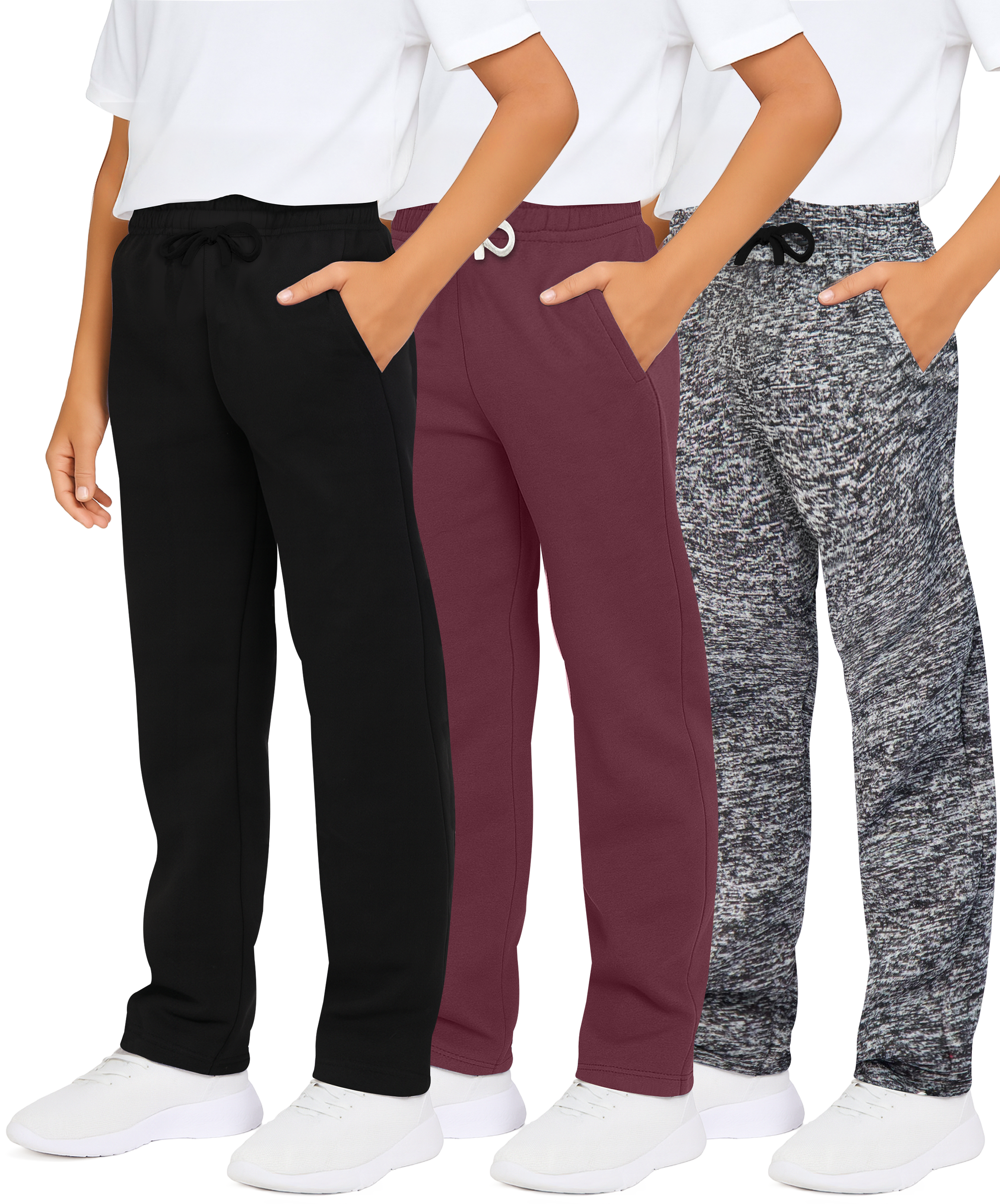 3 Pack: Boys Fleece Open Bottom Sweatpants