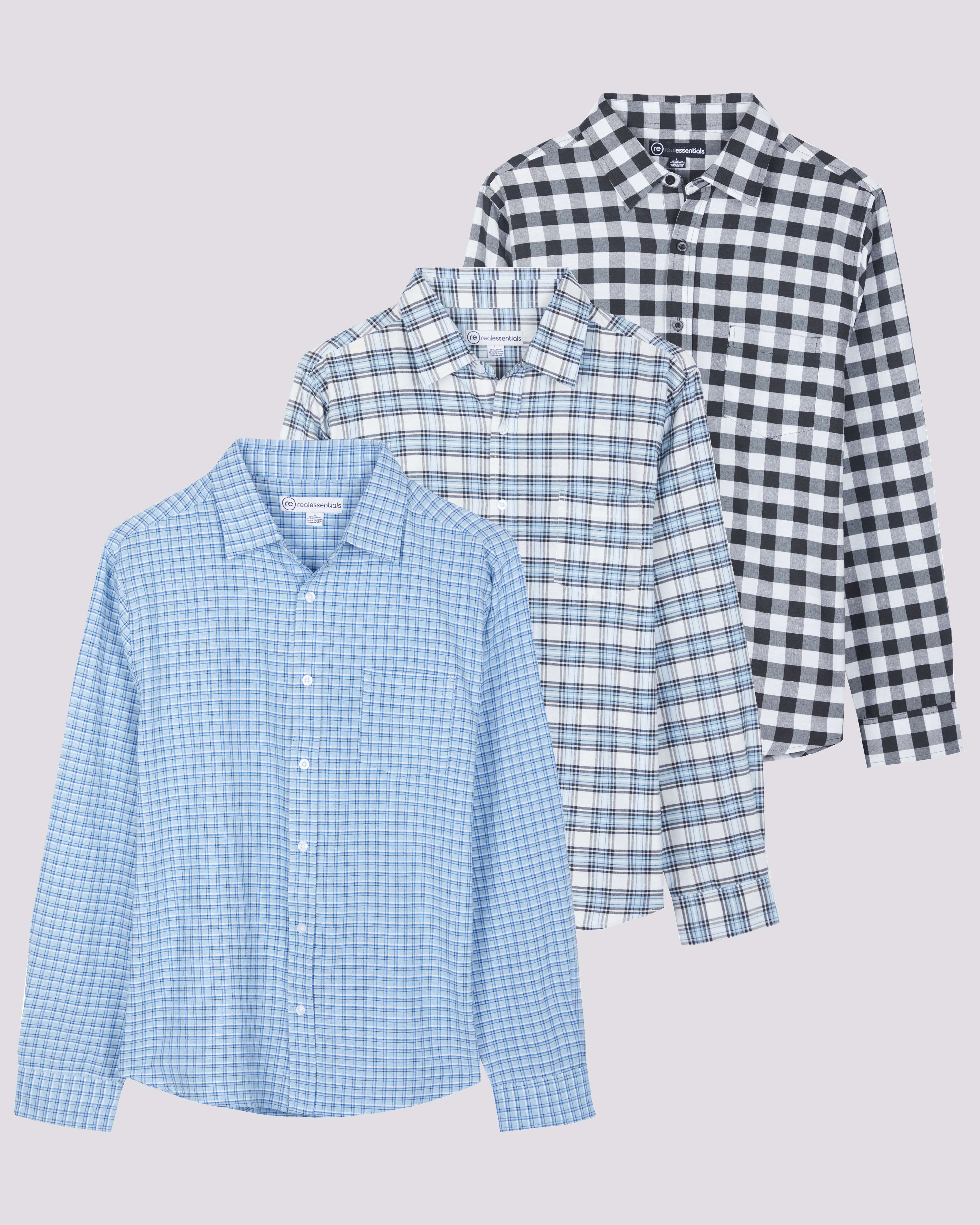3 Pack: Men's Regular-Fit Long Sleeve Poplin Shirt (Available in Big & Tall)