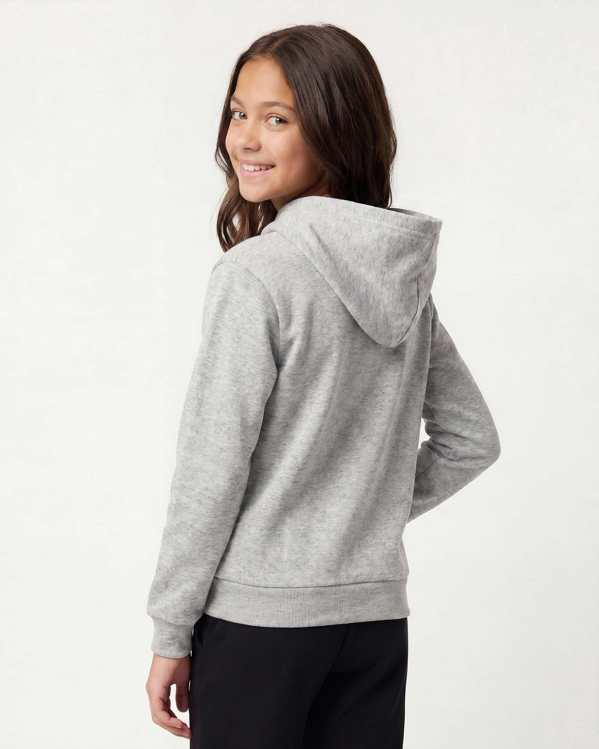 Real Essentials 3 Pack Girls' Fleece Pullover Hoodies Sweatshirts Sweaters Kids Teens Tops - Solid Black, Solid Fragrant Lilac, Grey Heather