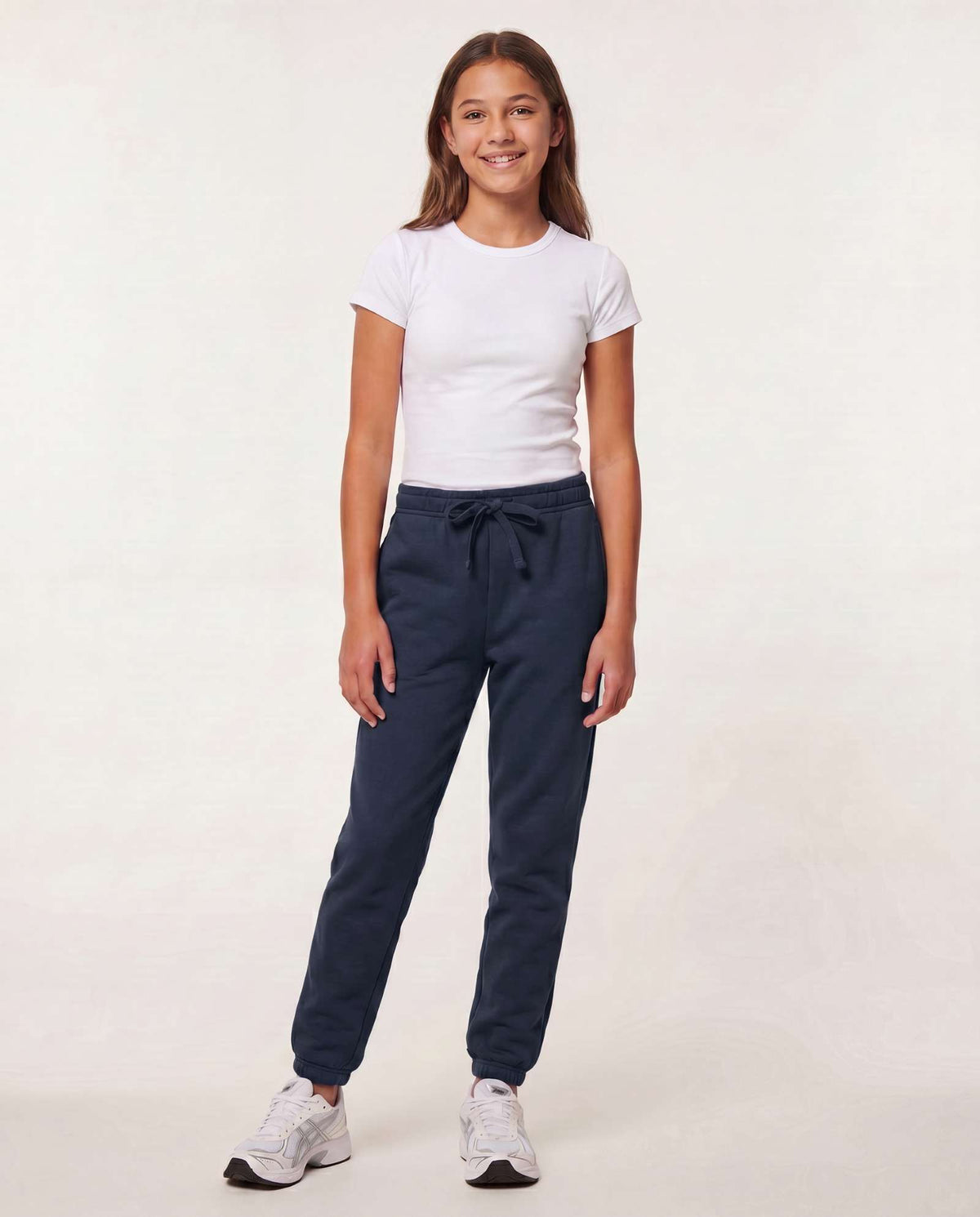 Real Essentials 3 Pack Girls' Cotton Fleece Joggers Sweatpants Kids Teens Pants Sweats - Solid Black, Solid Navy Blazer, Solid Quiet Shade