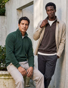 Real Essentials 2 Pack Mens Fleece Sweatshirt Sweater Half Zip Pullover Long Sleeve Casual - Solid Chocolate Torte, Solid Pine Grove