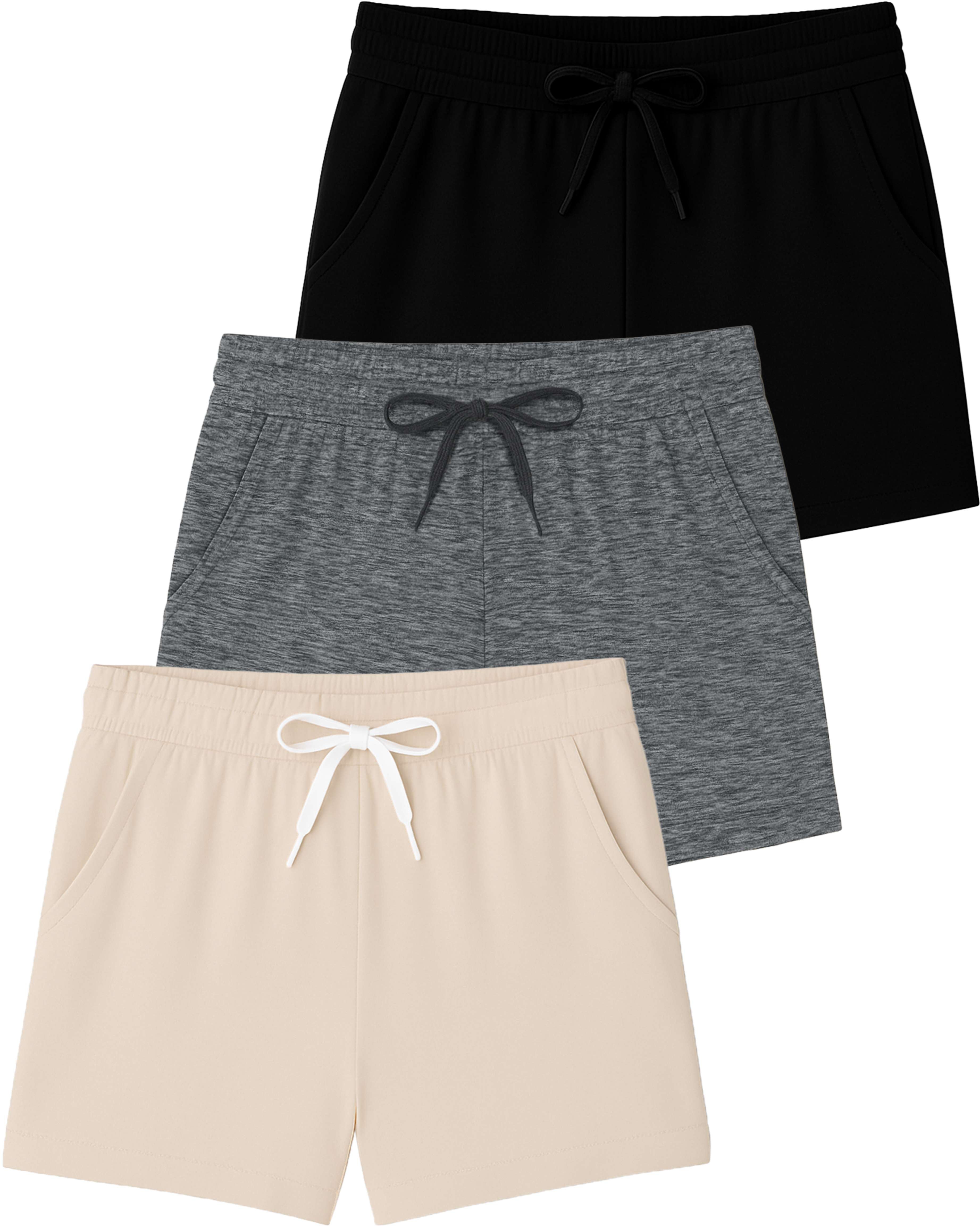 3 Pack: Girls' Lounge Comfy Shorts with Drawstring