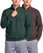 Real Essentials 2 Pack Mens Fleece Sweatshirt Sweater Half Zip Pullover Long Sleeve Casual - Solid Chocolate Torte, Solid Pine Grove