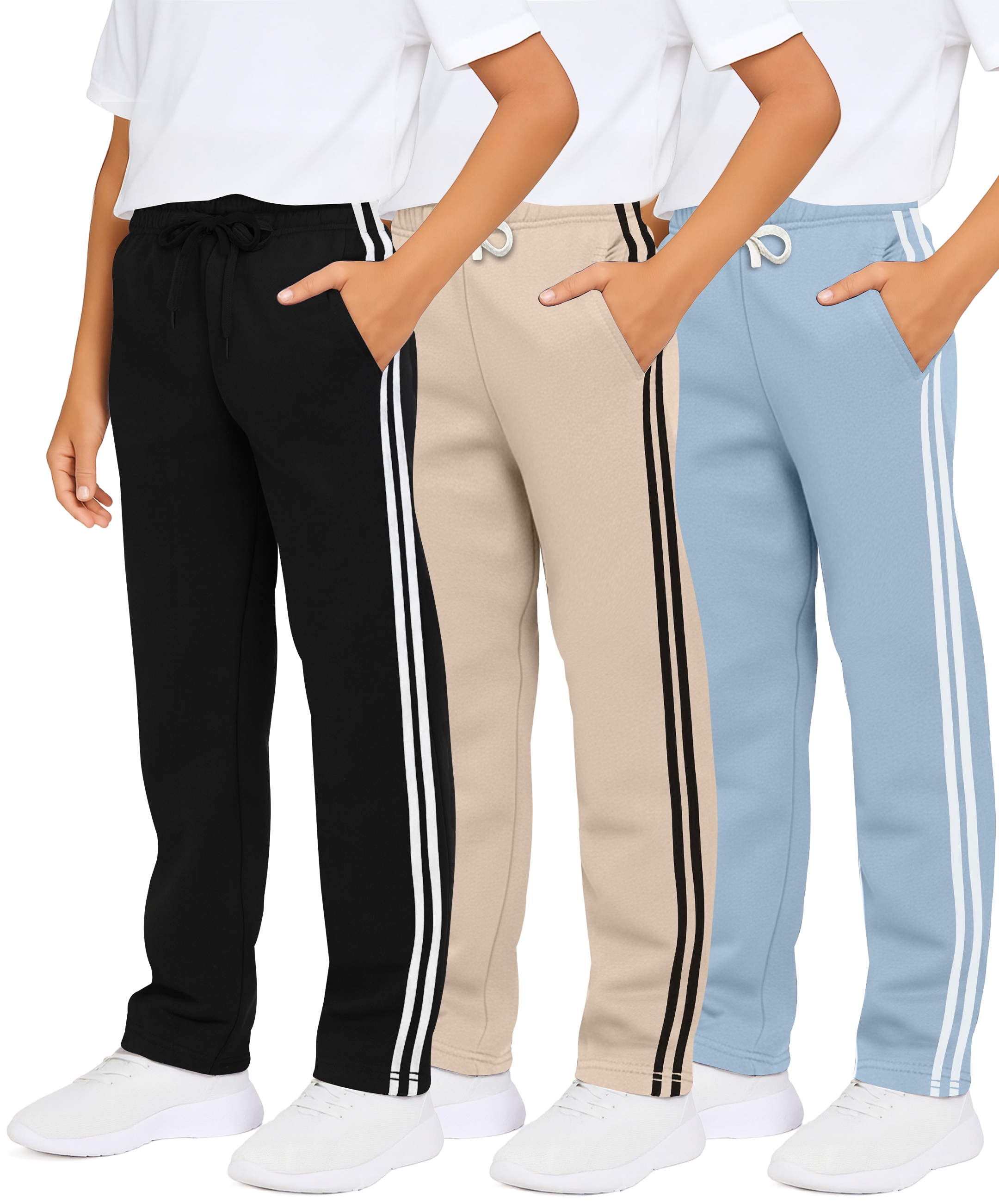 3 Pack: Boys Fleece Open Bottom Sweatpants