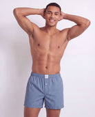 Real Essentials 3 Pack Mens Cotton Pajama Shorts Poplin Woven Lounge Sleep PJs with Pockets - Solid Black, Charcoal Art Stripe, Elemental Blue Stripe