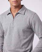 Real Essentials 2 Pack Mens Fleece Quarter Zip Sweatshirt Sweater Collared Long Sleeve Top - Solid Black, Grey Heather