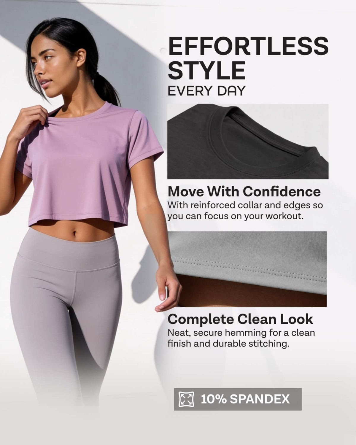Real Essentials 5 Pack Women's Dry Fit Crop Top Workout T Shirts Short Sleeve Athletic Gym - Set 1