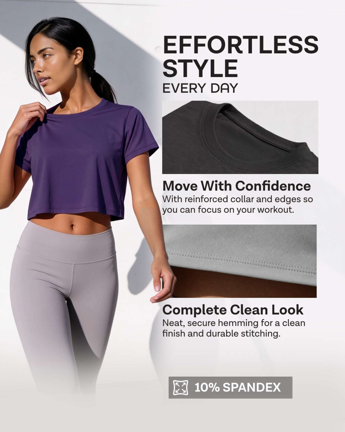 Real Essentials 5 Pack Women's Dry Fit Crop Top Workout T Shirts Short Sleeve Athletic Gym - Set 5