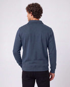 Real Essentials 2 Pack Mens Fleece Quarter Zip Sweatshirt Sweater Collared Long Sleeve Top - Solid Navy Blazer, Solid Vintage Indigo