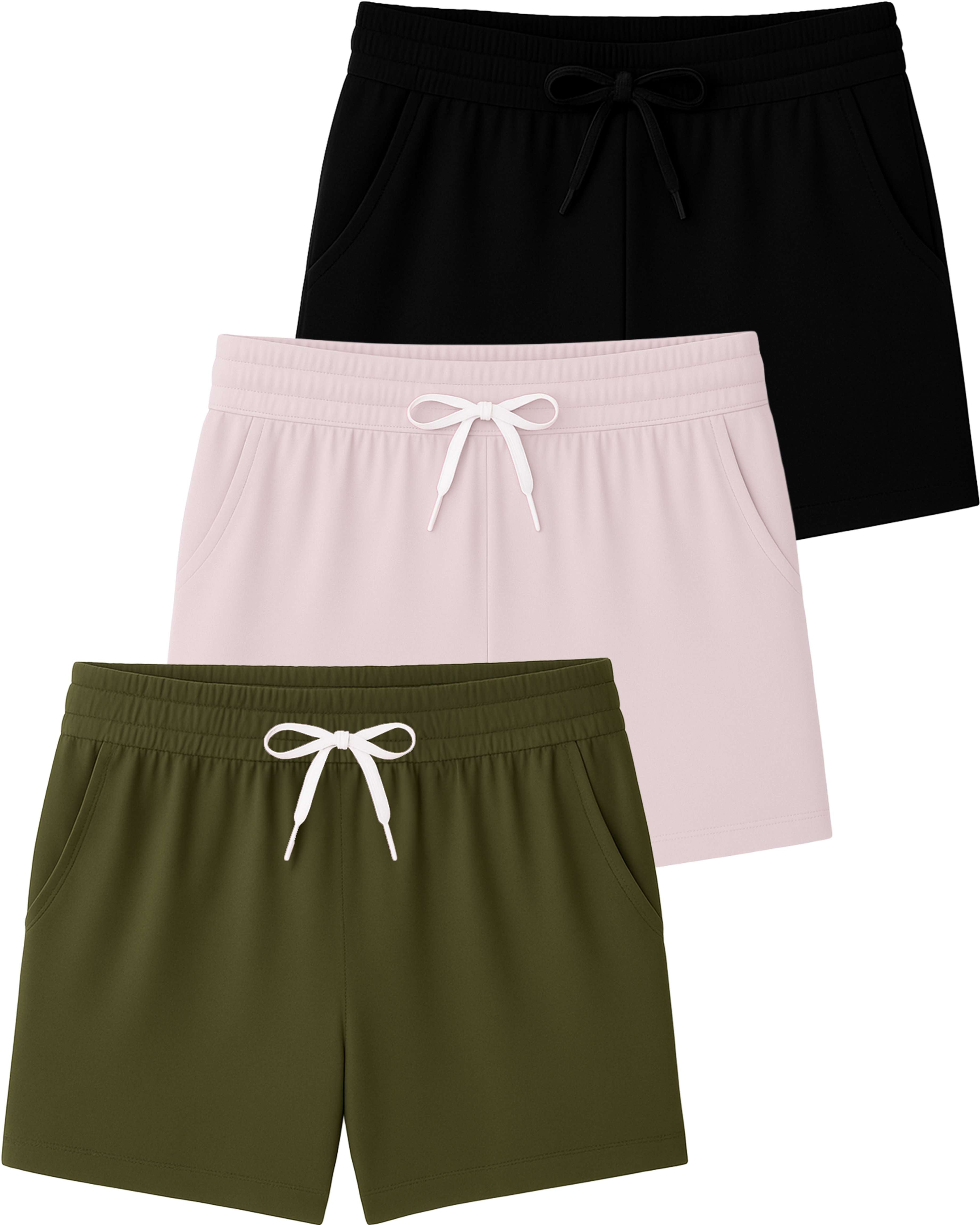 3 Pack: Girls' Lounge Comfy Shorts with Drawstring