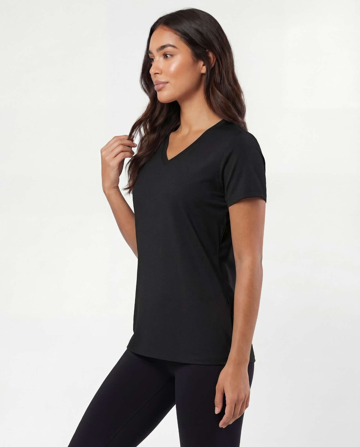 Real Essentials 5 Pack Women's V Neck Tshirts Short Sleeve Dry Fit Workout Tops Tees Shirts - Solid Black, Solid Bright White, Charcoal, Burgundy, Solid Elemental Blue
