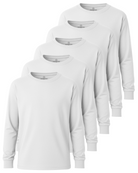 Real Essentials 5 Pack Boys' Cotton Long Sleeve Jersey T Shirts Kids School Youth Tees - Set 5
